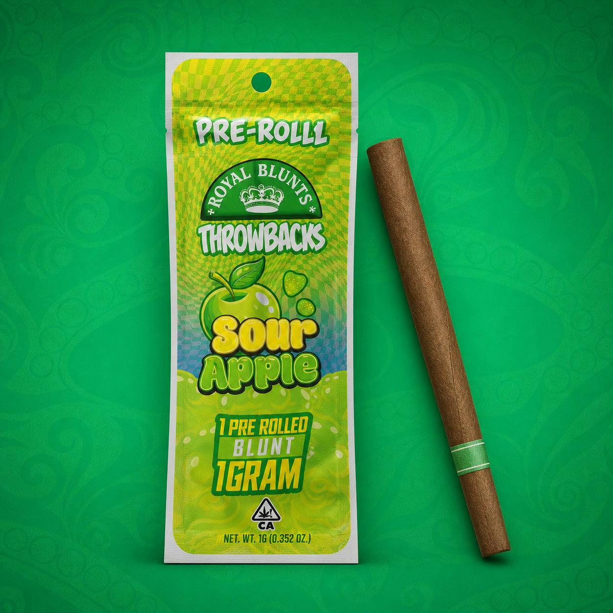 Royal Blunts | Throwbacks Hand Roll - Sour Apple 1g - Sativa