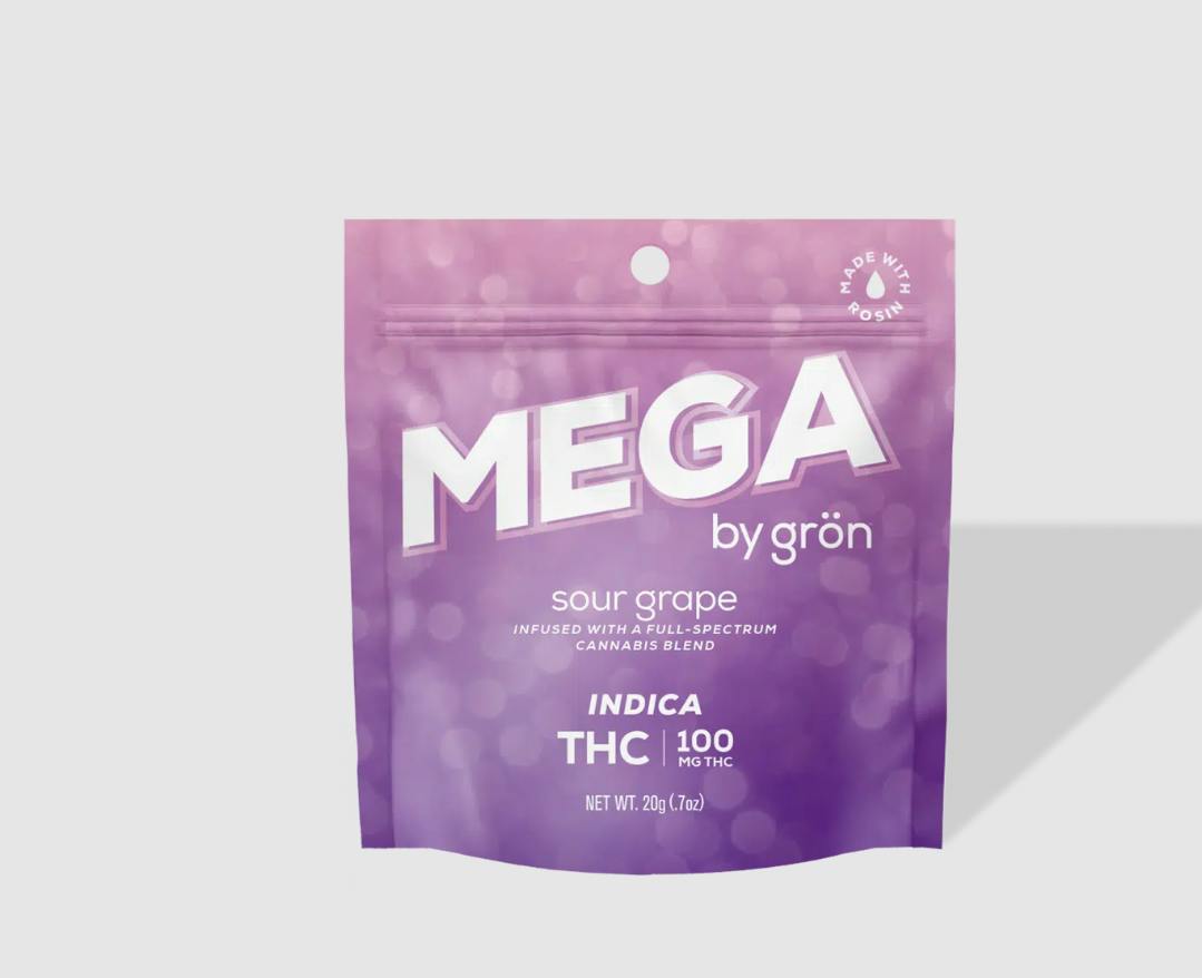 Grön - Mega -Sour Grape THC - Indica - 100 mg