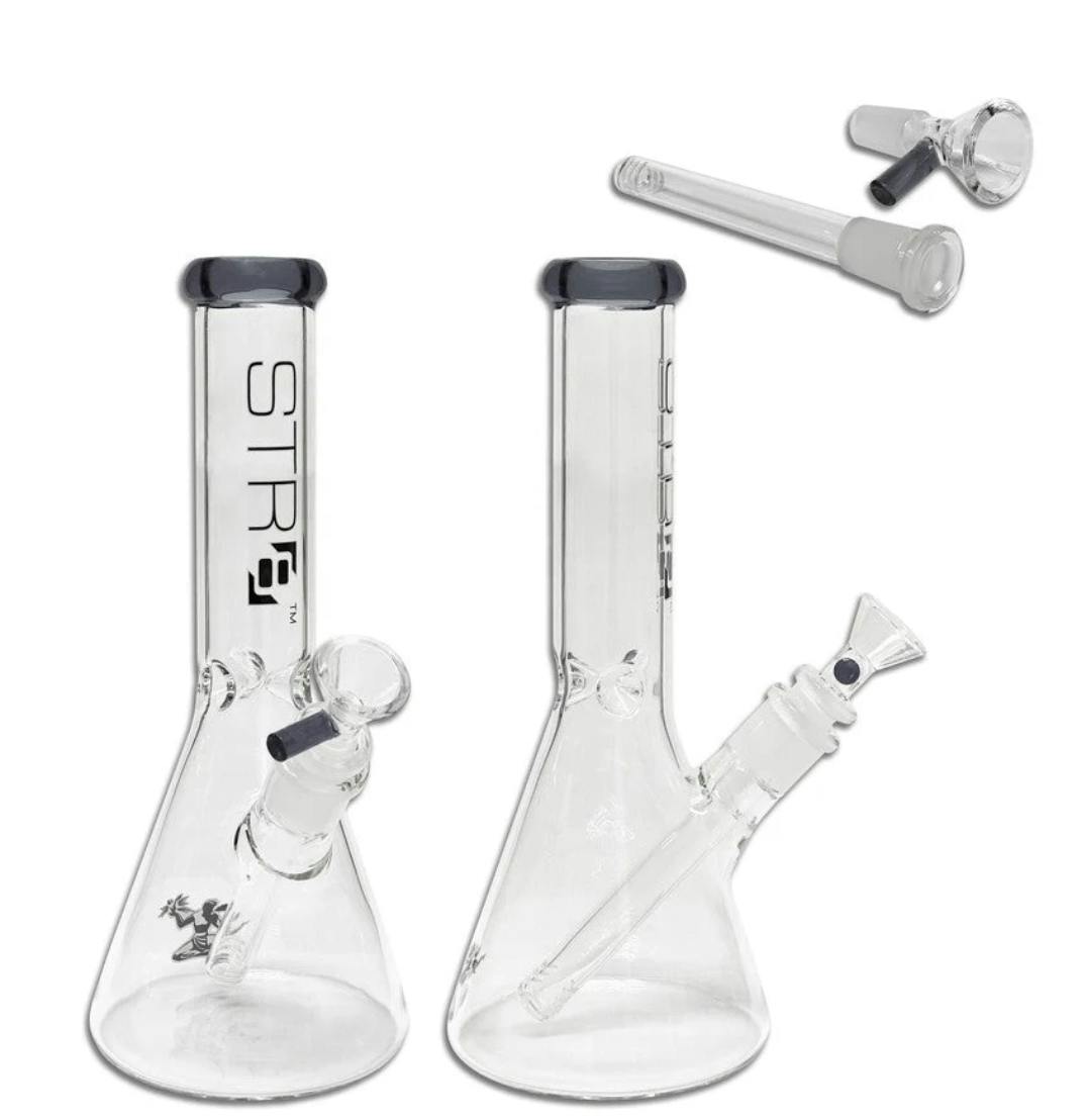 STR8 - 12" Beaker (SMOKE) water bong with ice catcher - SMOKE