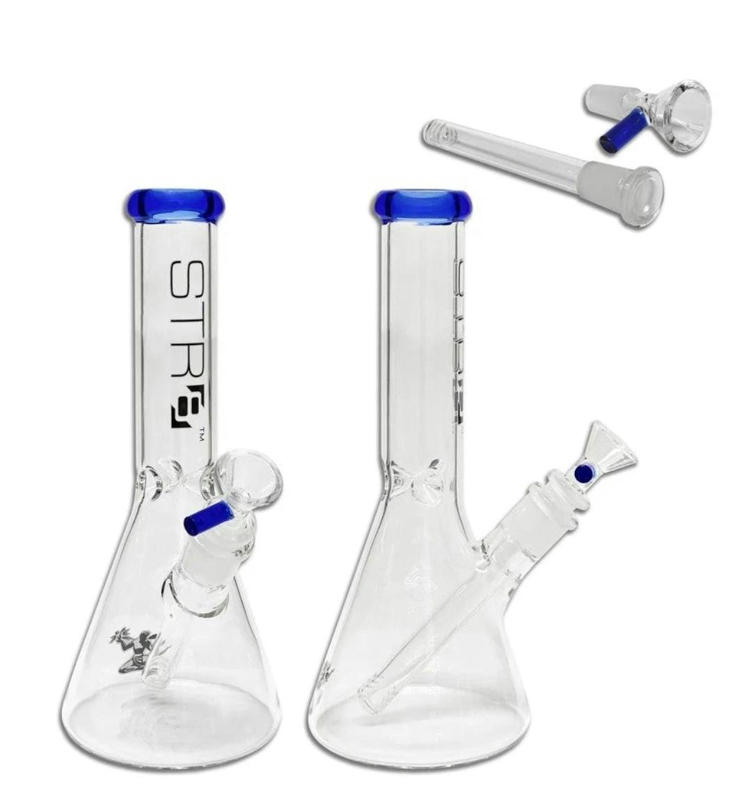STR8 - 12" Beaker (BLUE) water bong with ice catcher