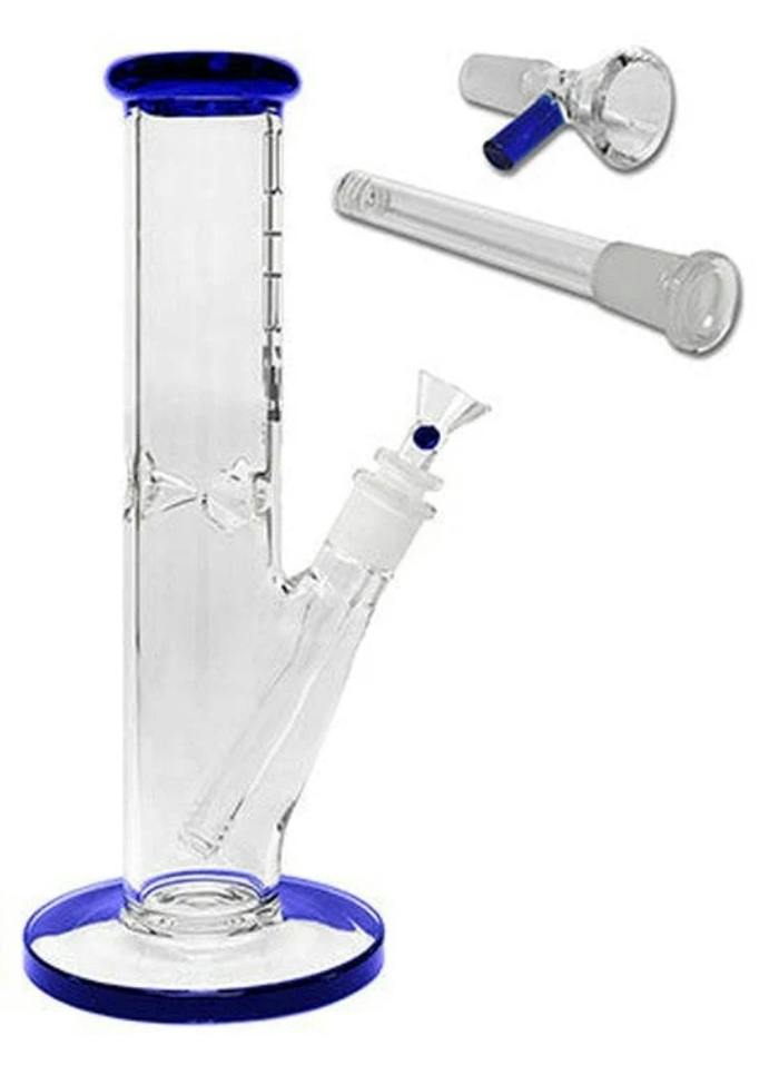 STR8 - 12" Straight (BLUE) Water Bong with ice catcher