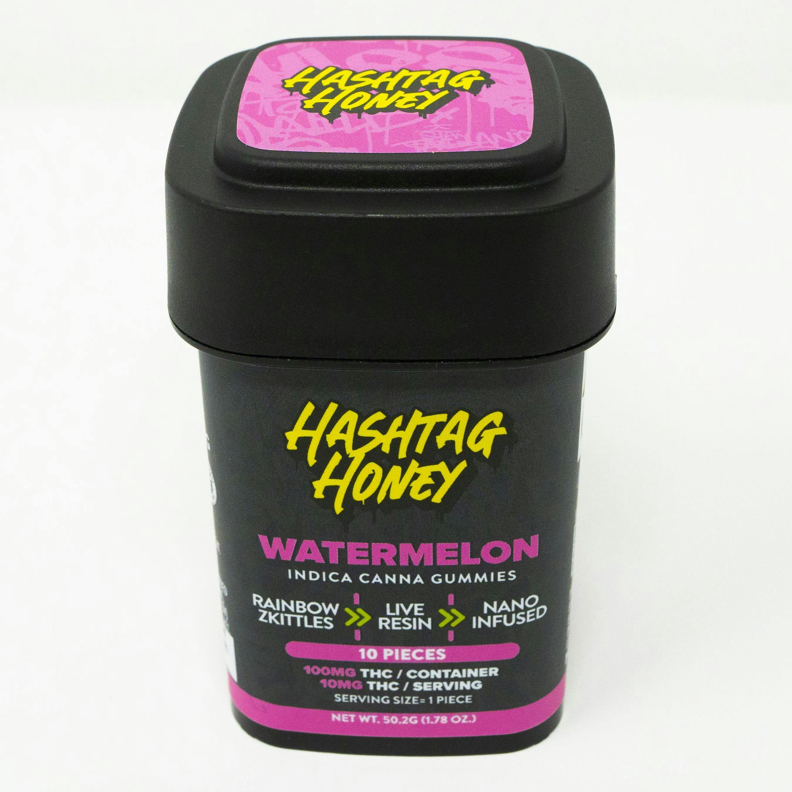 Hashtag Honey - Watermelon (indica) - 10 Pack x 10mg Live Resin Gummies (100mg thc)