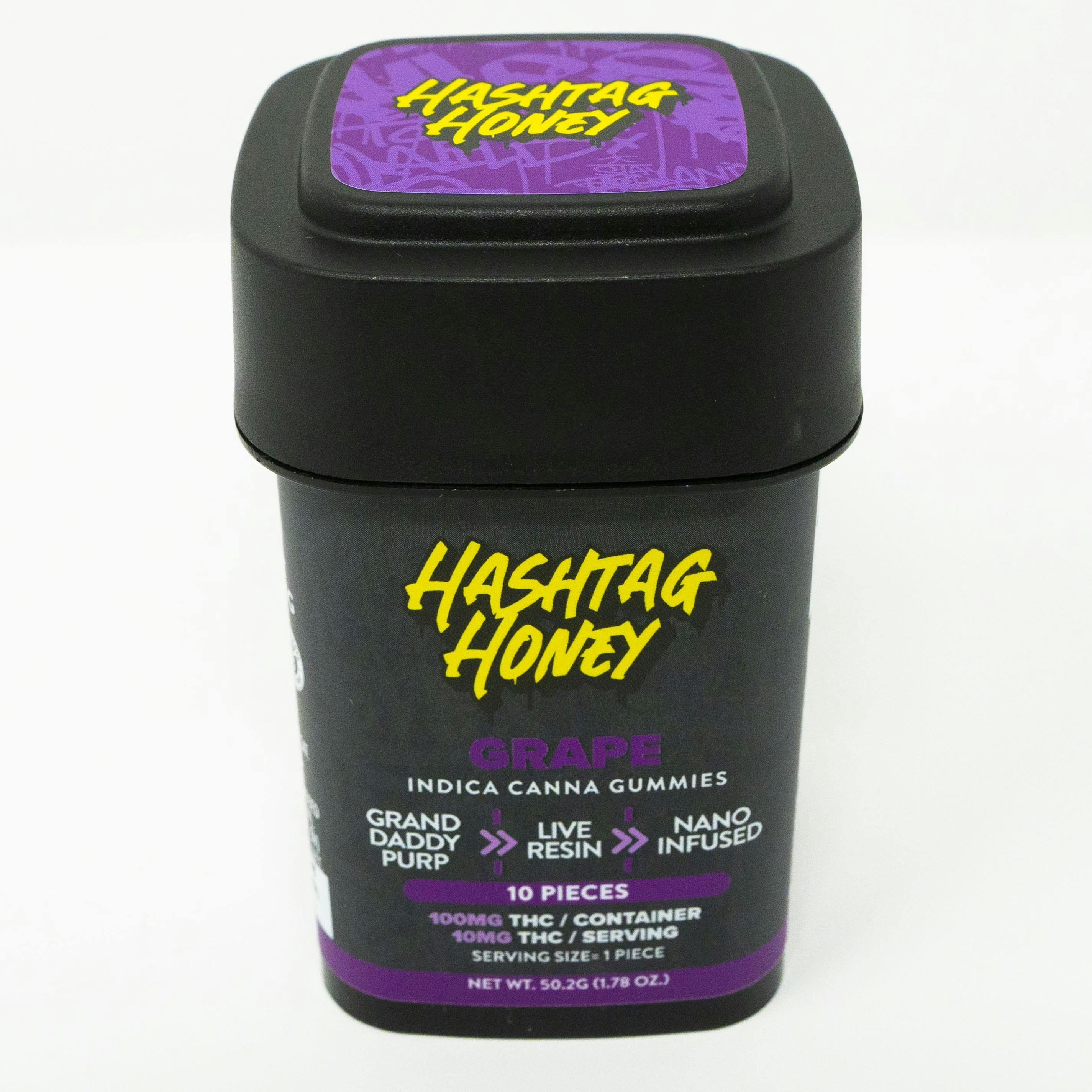 Hashtag Honey - Grape (indica) - 10 Pack x 10mg Live Resin Gummies (100mg thc)