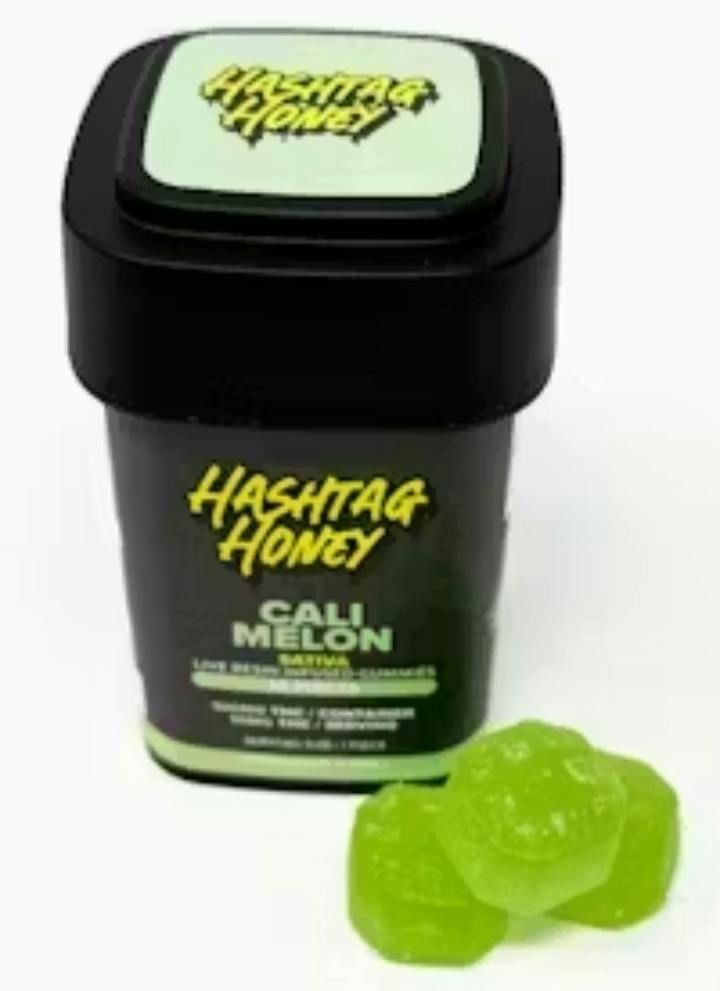 Hashtag Honey - Cali Melon (sativa) - 10 Pack x 10mg Live Resin Gummies (100mg thc)