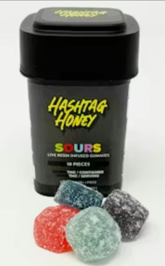 Hashtag Honey - Sours (hybrid) - 10 Pack x 10mg Live Resin Gummies (100mg thc)