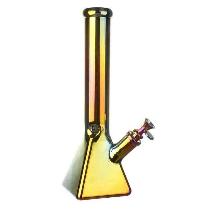 Electroplated 14" 7mm Pyramid Base Beaker Bong - Iridescent Purple