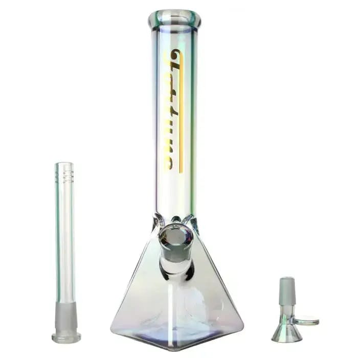 Electroplated 14" 7mm Pyramid Base Beaker Bong - Frosted Grey
