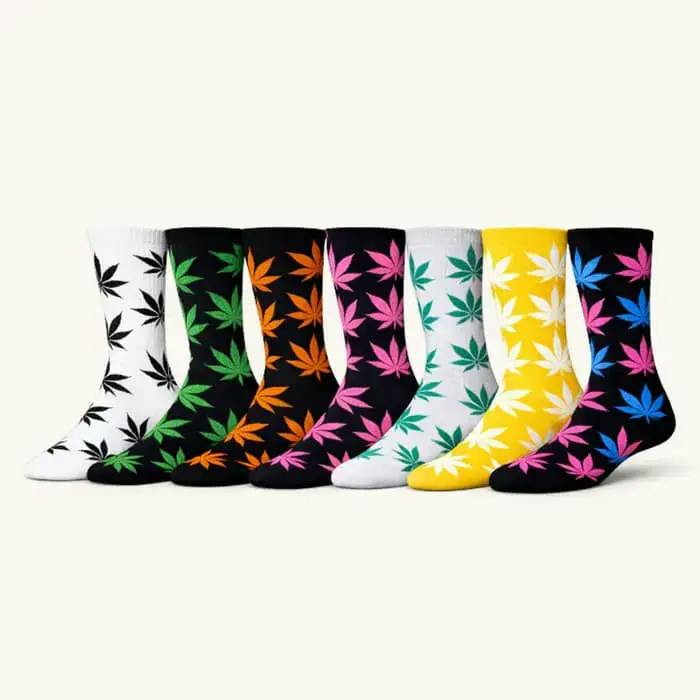 Leaf Print Crew Socks Unisex Long Socks