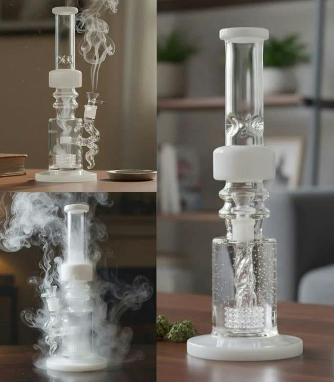 Xtreme 14" Showerhead Perculator Glass Bong Jade White