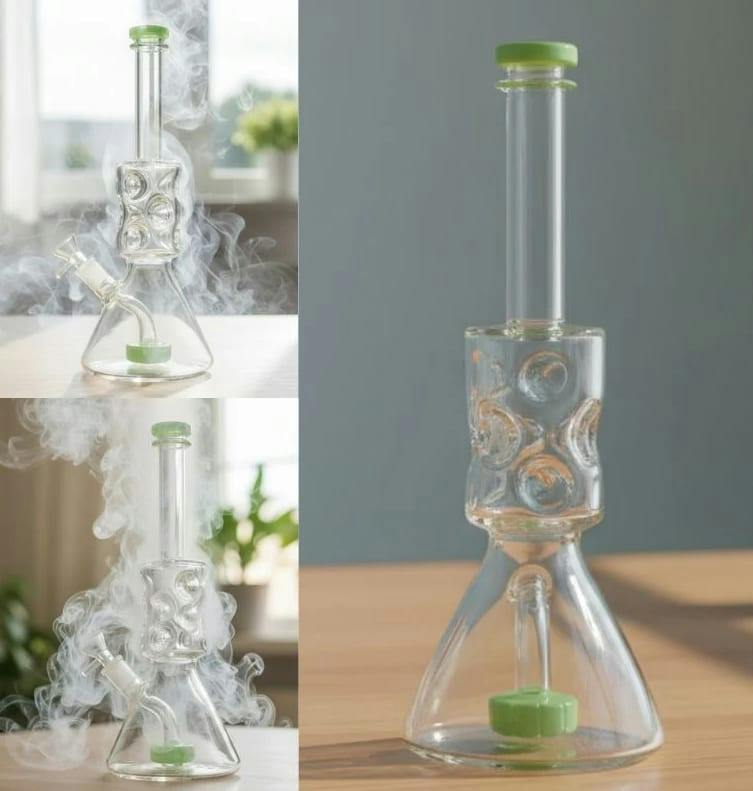 Xtreme 12" Colored Edge Matrix Perculator Beaker Bong Slime Green