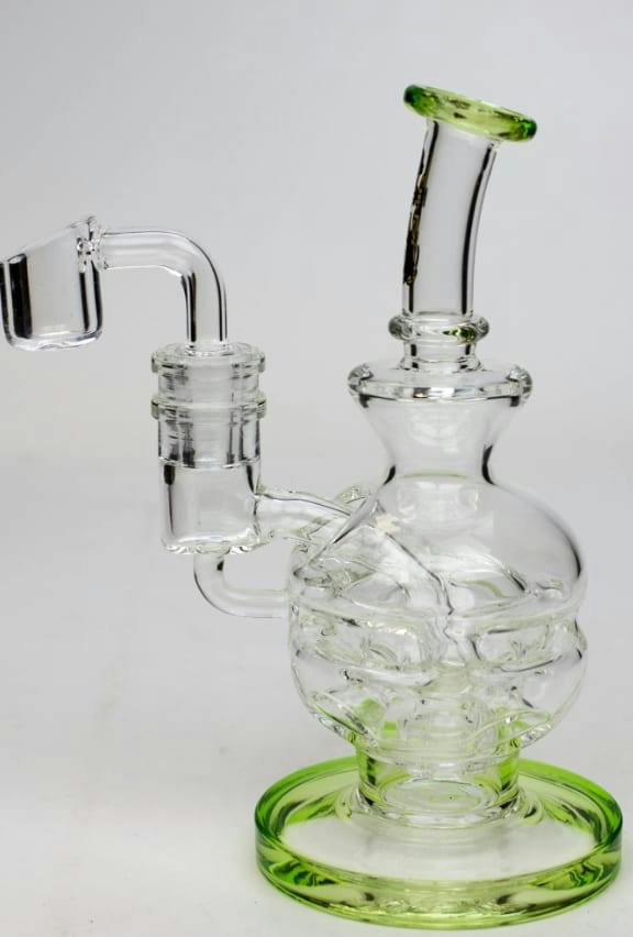 Genie 6" Double Glass Recycle Rig w/ Shower Head Diffuser Neon Green