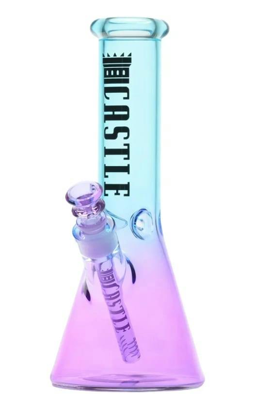 Castle Glass Works 12" Electroplated Beaker Bong 5mm Red/Teal