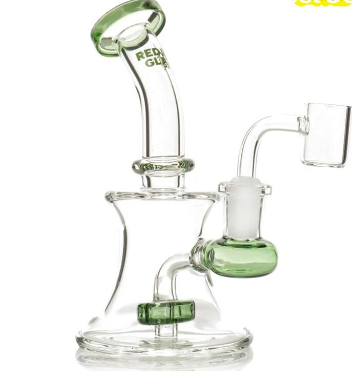 Red Eye Glass 5" Tall Green Bell Base Concentrate Rig