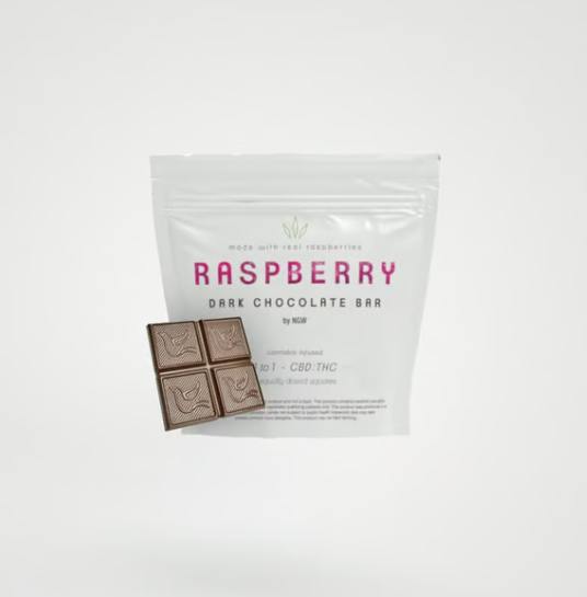 1:1 RASPBERRY [CBD:THC] DARK CHOCOLATE BAR 4PCS
