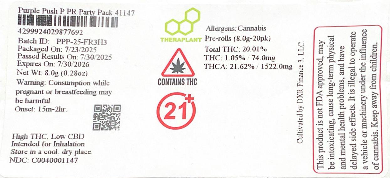 Purple Push P Pre-Roll Pack 8g (20-Pack | 0.4g Each) (01147)