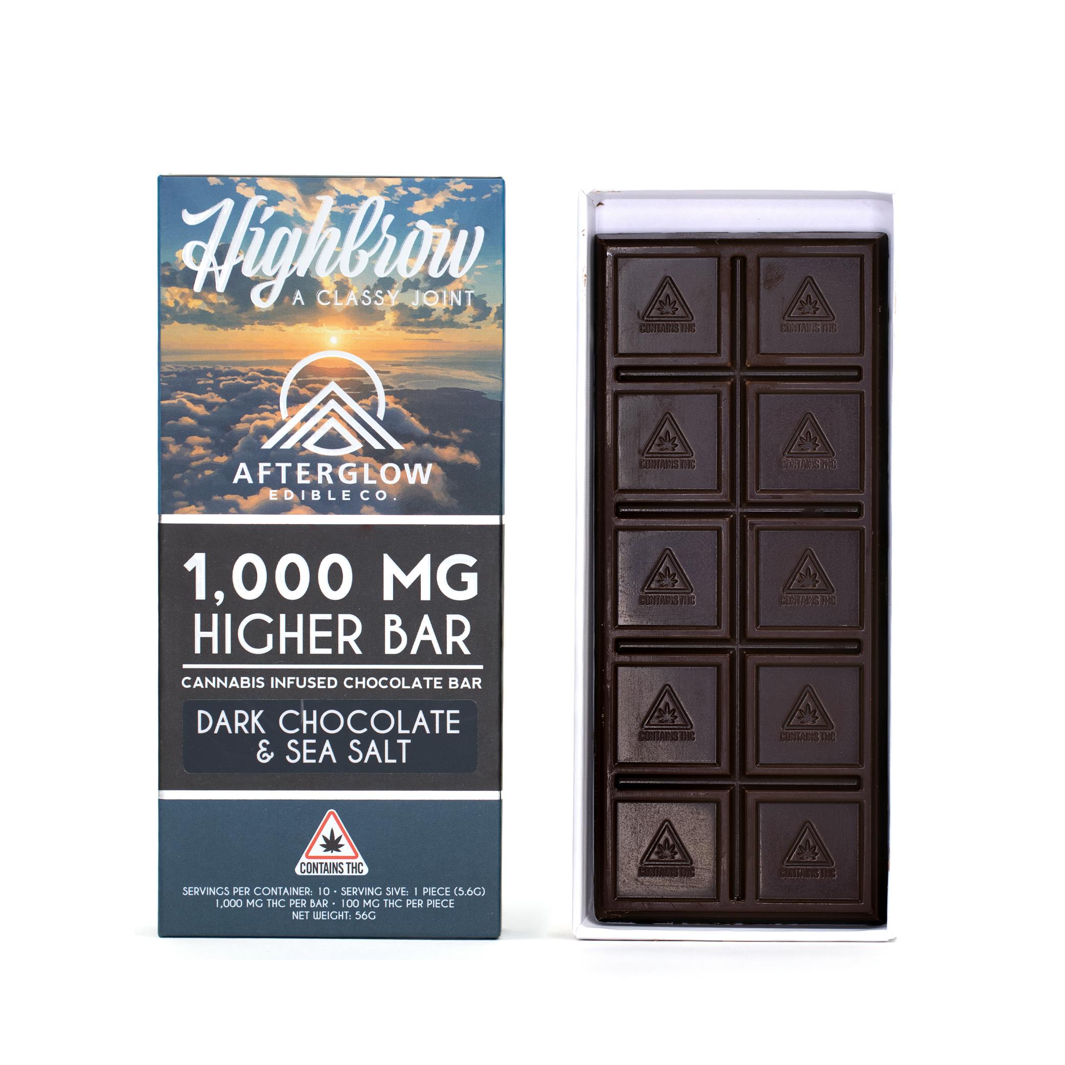 Highbrow/Afterglow | Dark Chocolate Sea Salt | Higher Bar | 1000mg
