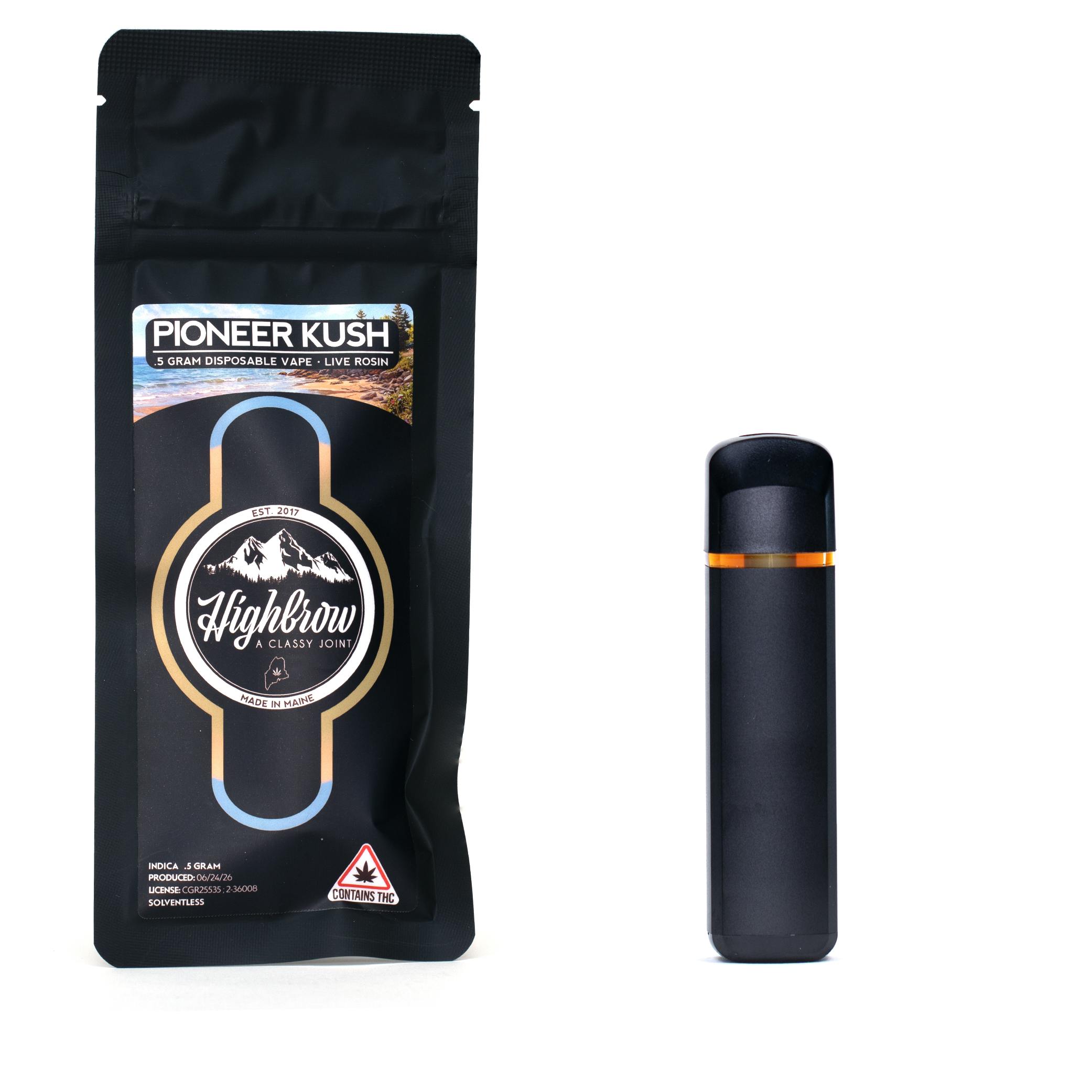 Highbrow | Pioneer Kush | Live Rosin | 0.5g Disposable Vape