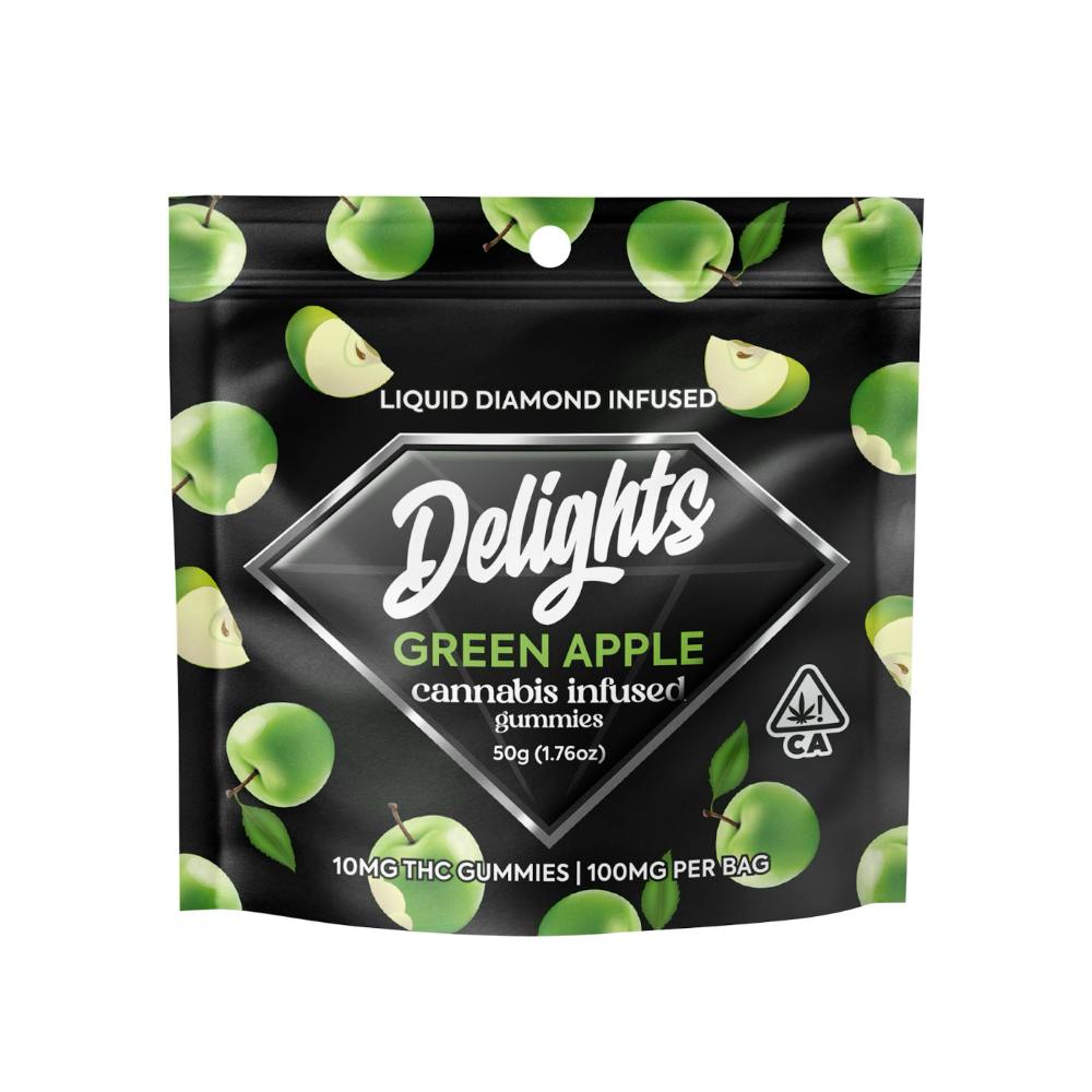 Green Apple [10pk] (100mg) | Delights - Liquid Diamond Gummies