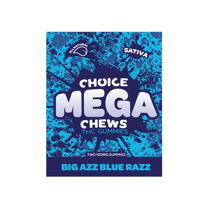 Big Azz Blue Razz Mega Chews Gummies, Sativa,