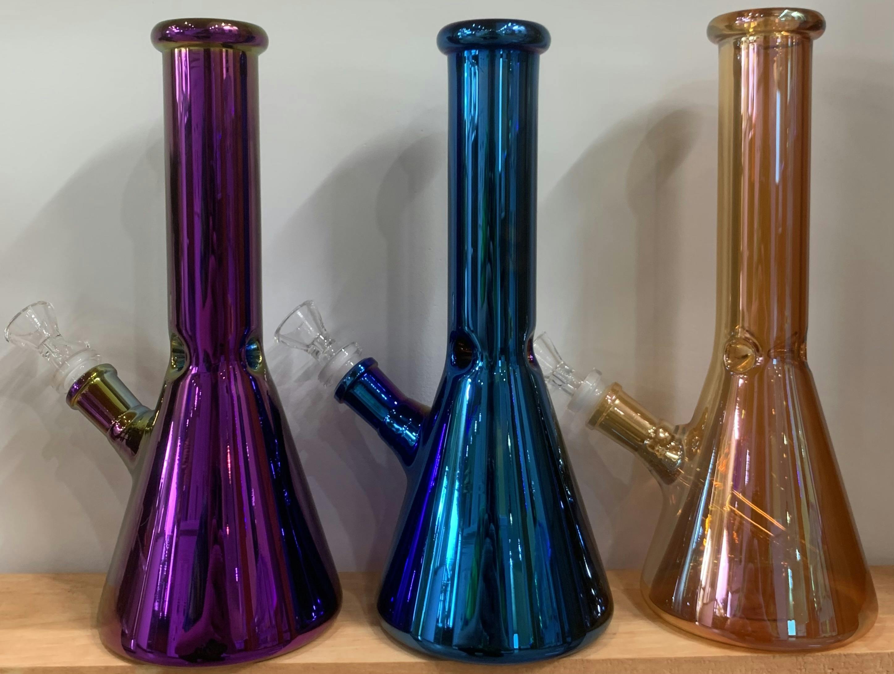 Metallic Glass Beaker Water Pipe- MULTICOLOR