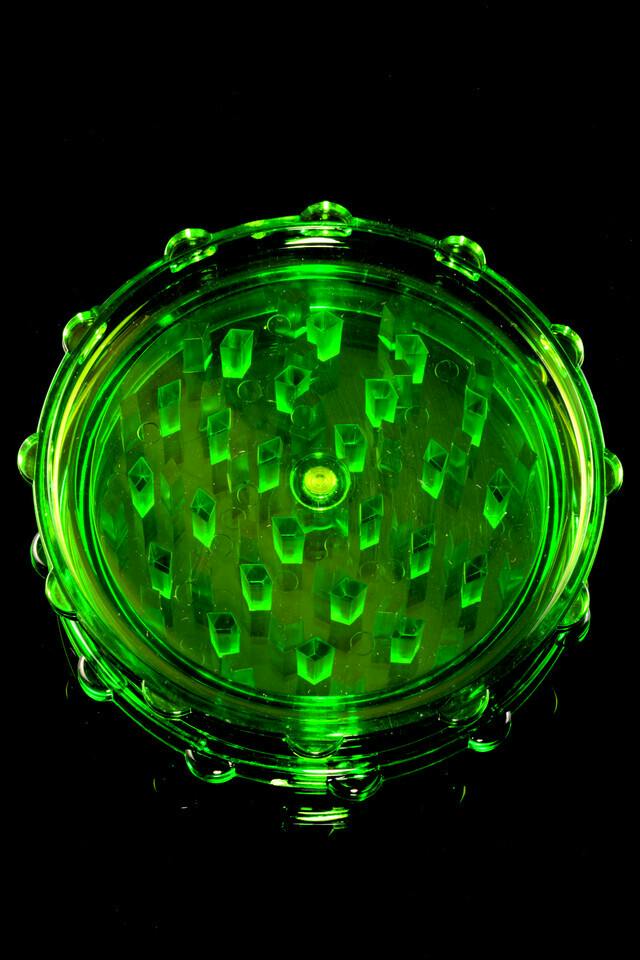 Acrylic Grinder- GREEN at The Green Door Dispensary
