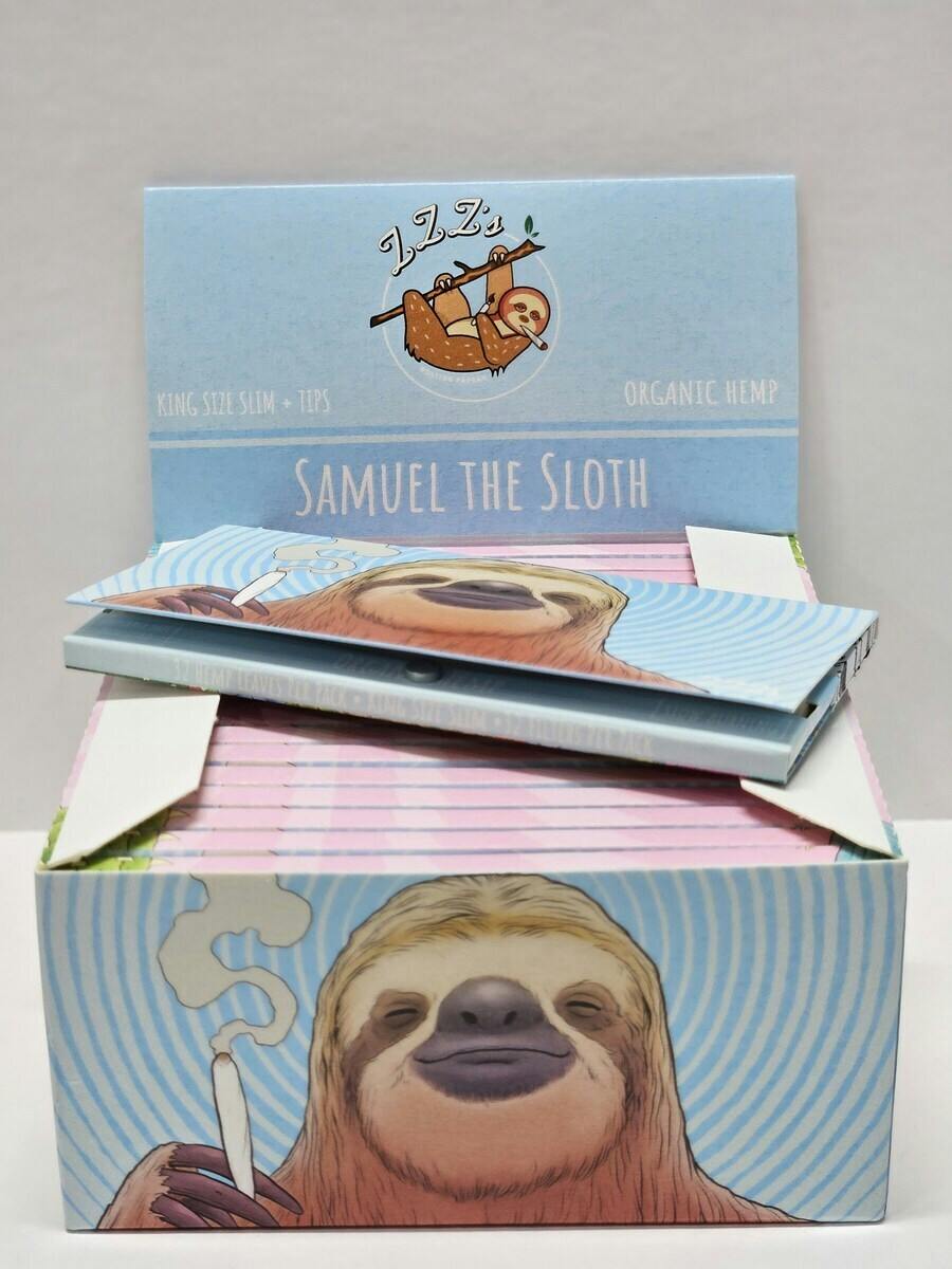 ZZZ's King Size Rolling Papers with Tips Pack- SAMUEL THE SLOTH at The Green Door Dispensary
