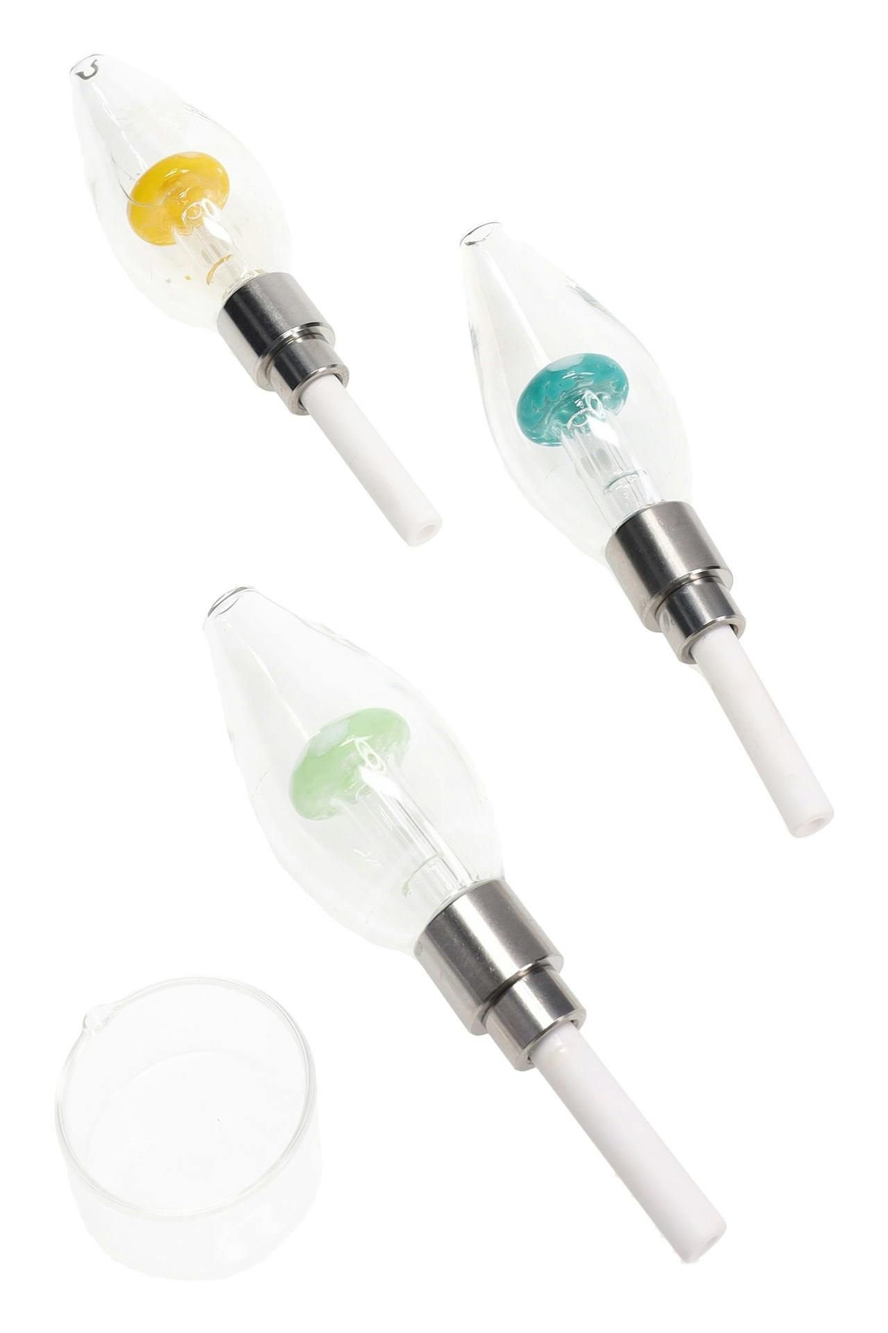 5 Glass Bulb Mushroom Dab Straw Various Colors