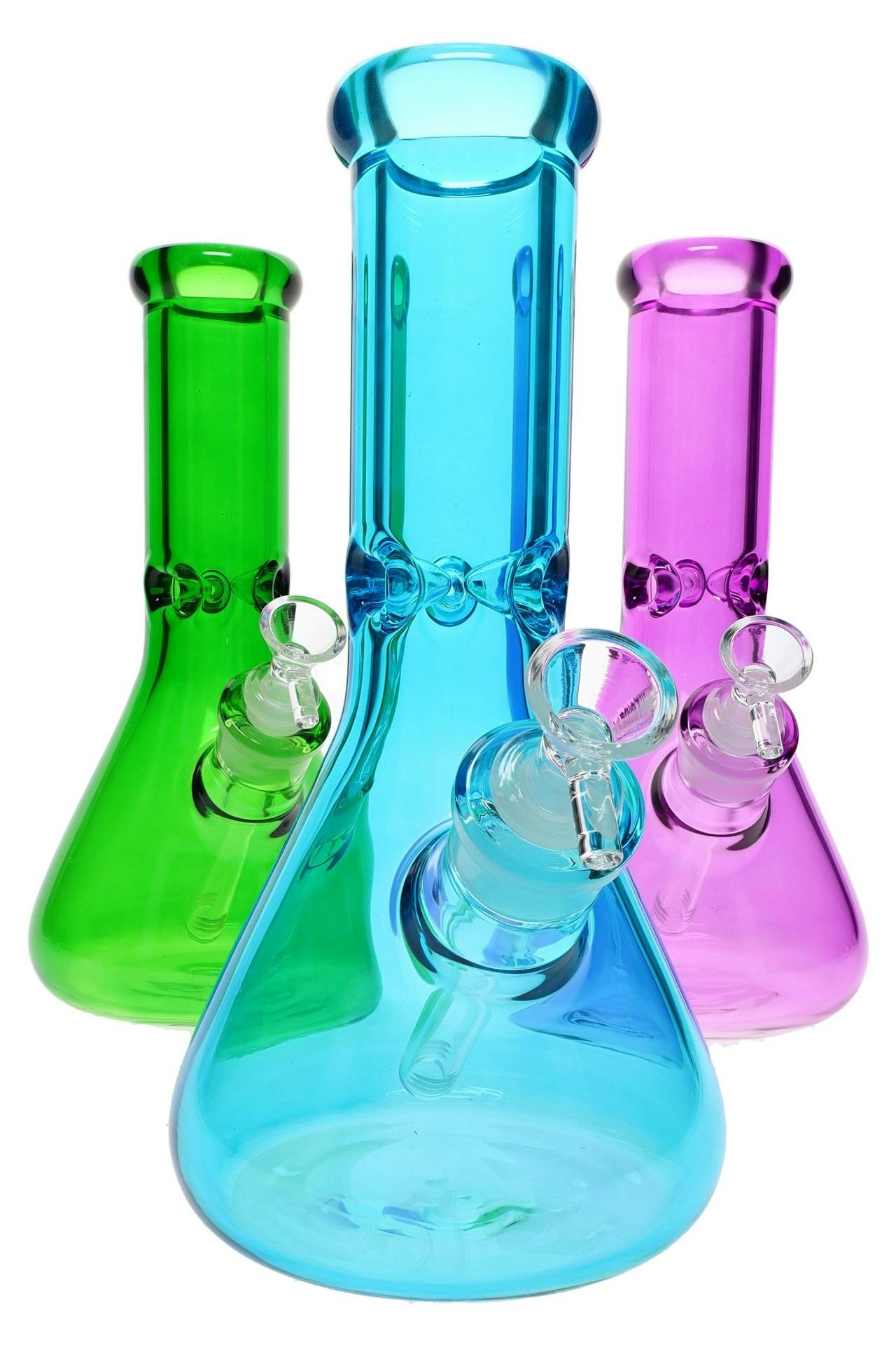 10" Colored Glass on Glass Beaker Bong - VARIOUS COLORS