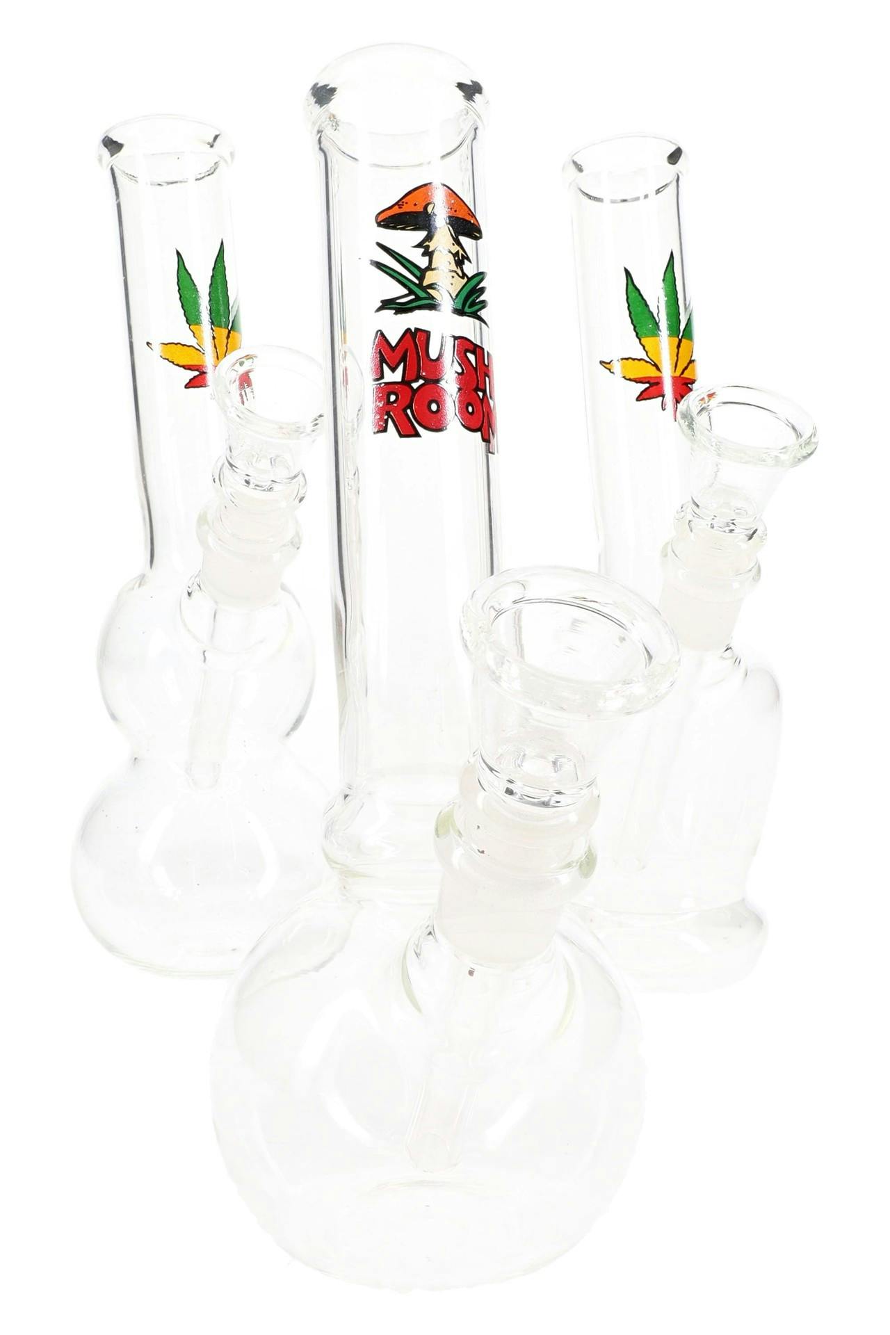 7" Clear Glass Bong with Decals - VARIOUS DESIGNS