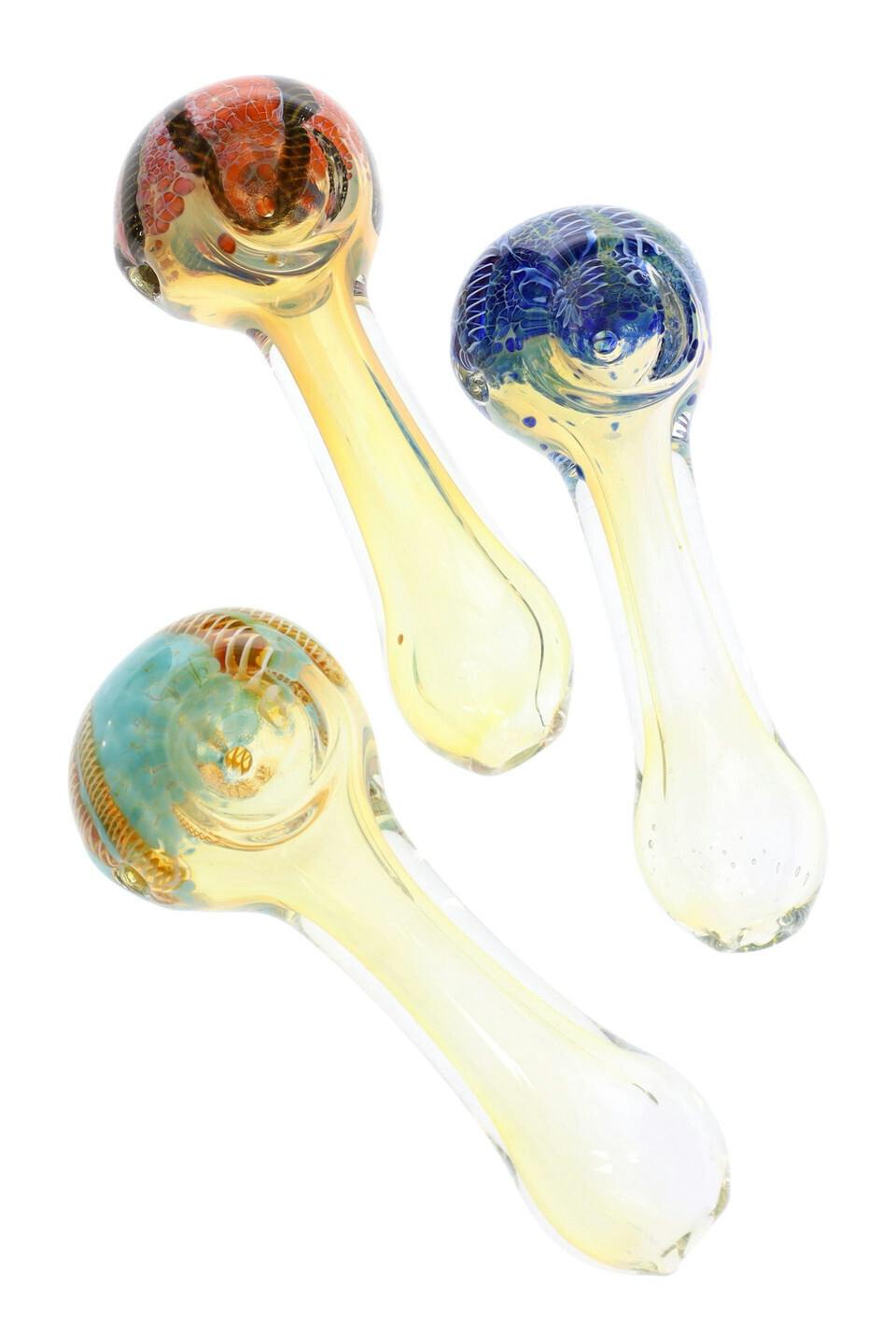 4" Color Changing Striped Frit Bowl Glass Pipe