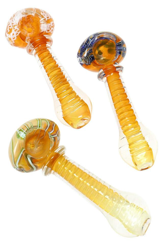 4" Gold Fumed Striped Ring Glass Pipe