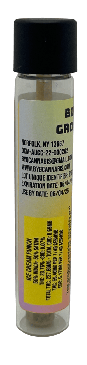 BYG CANNABIS | Infused Pre-Rolls | 1g | ICE CREAM PUNCH (H) at The Green Door Dispensary