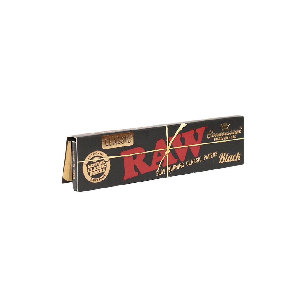 Connoisseur King Size Slim Papers + Tips - Black | RAW - Rolling Papers