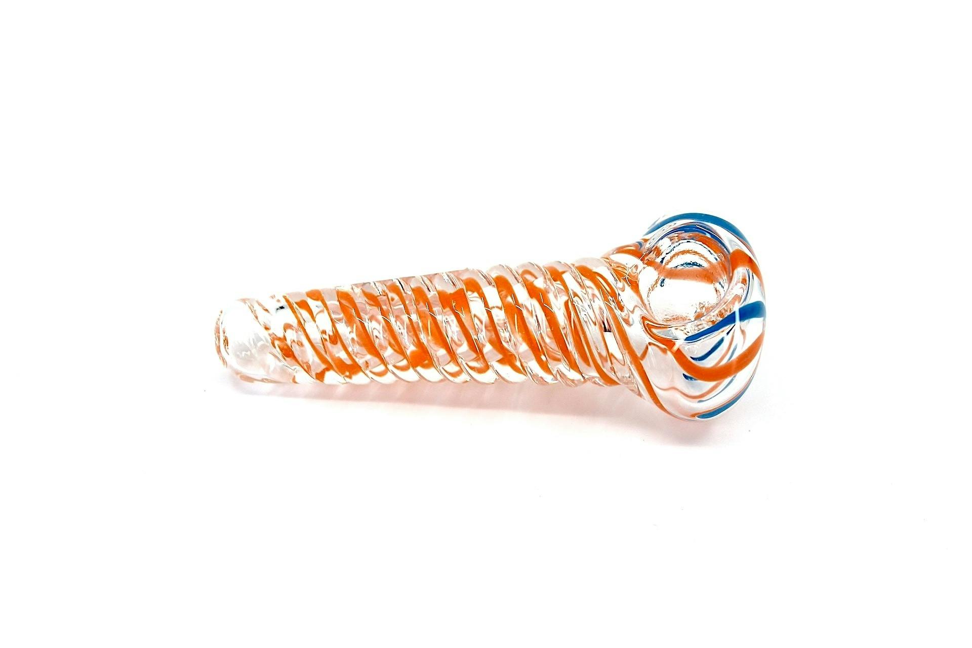 Glass - 3" Clear Stripes & Twist Mouth Pipe