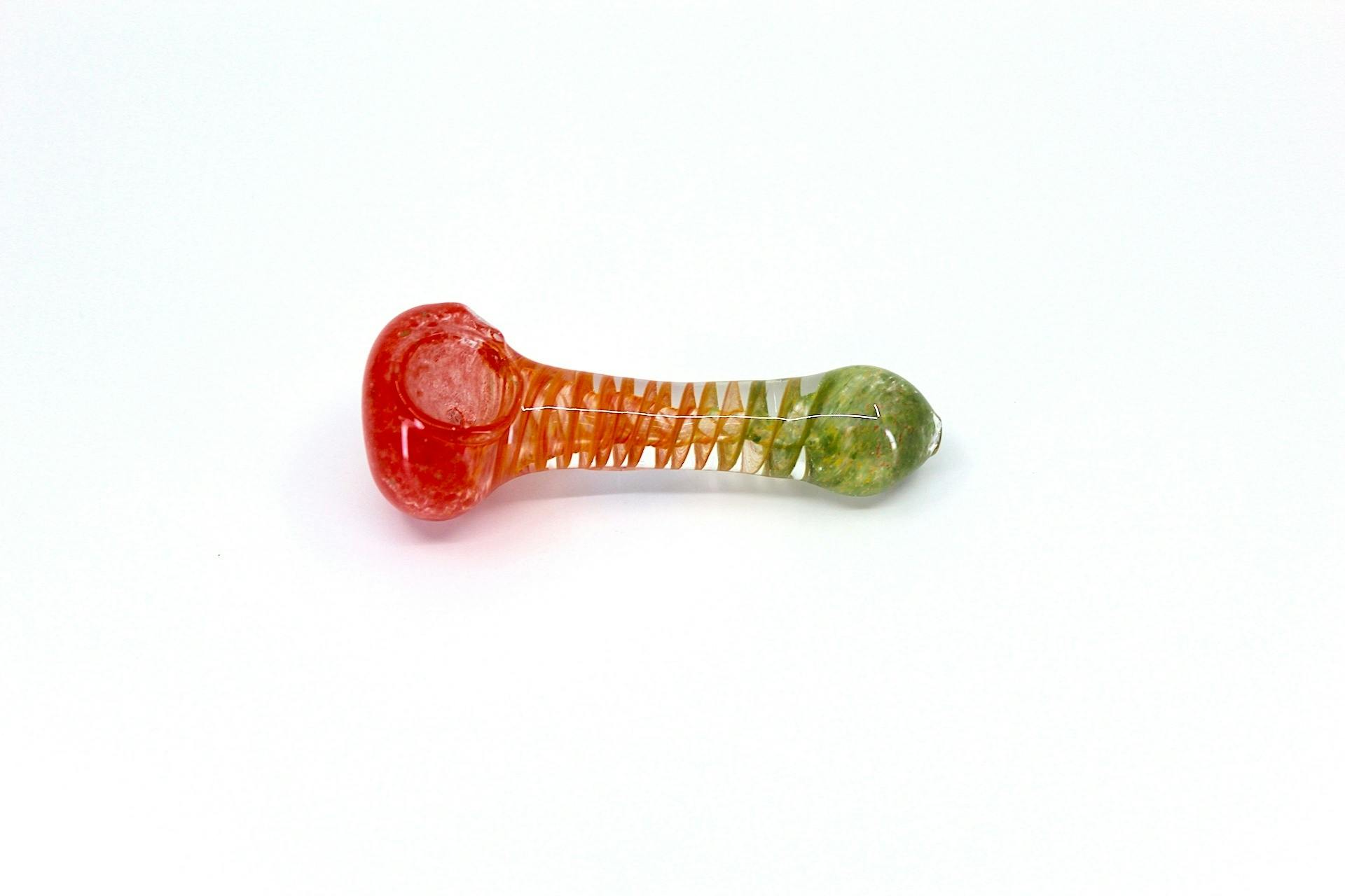 Glass - 3.5" Rasta Latti Spoon Hand Pipe with Knockers