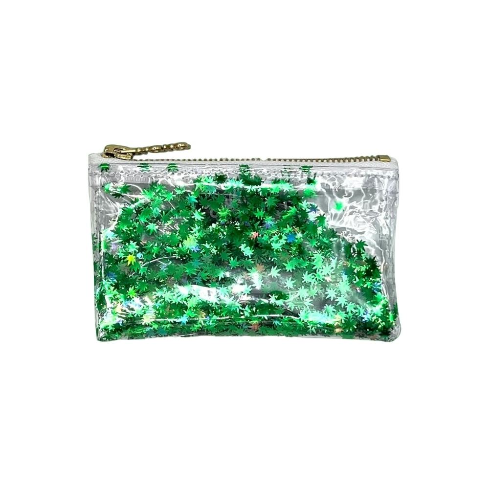 Green Cannabis Confetti Keychain Clutch