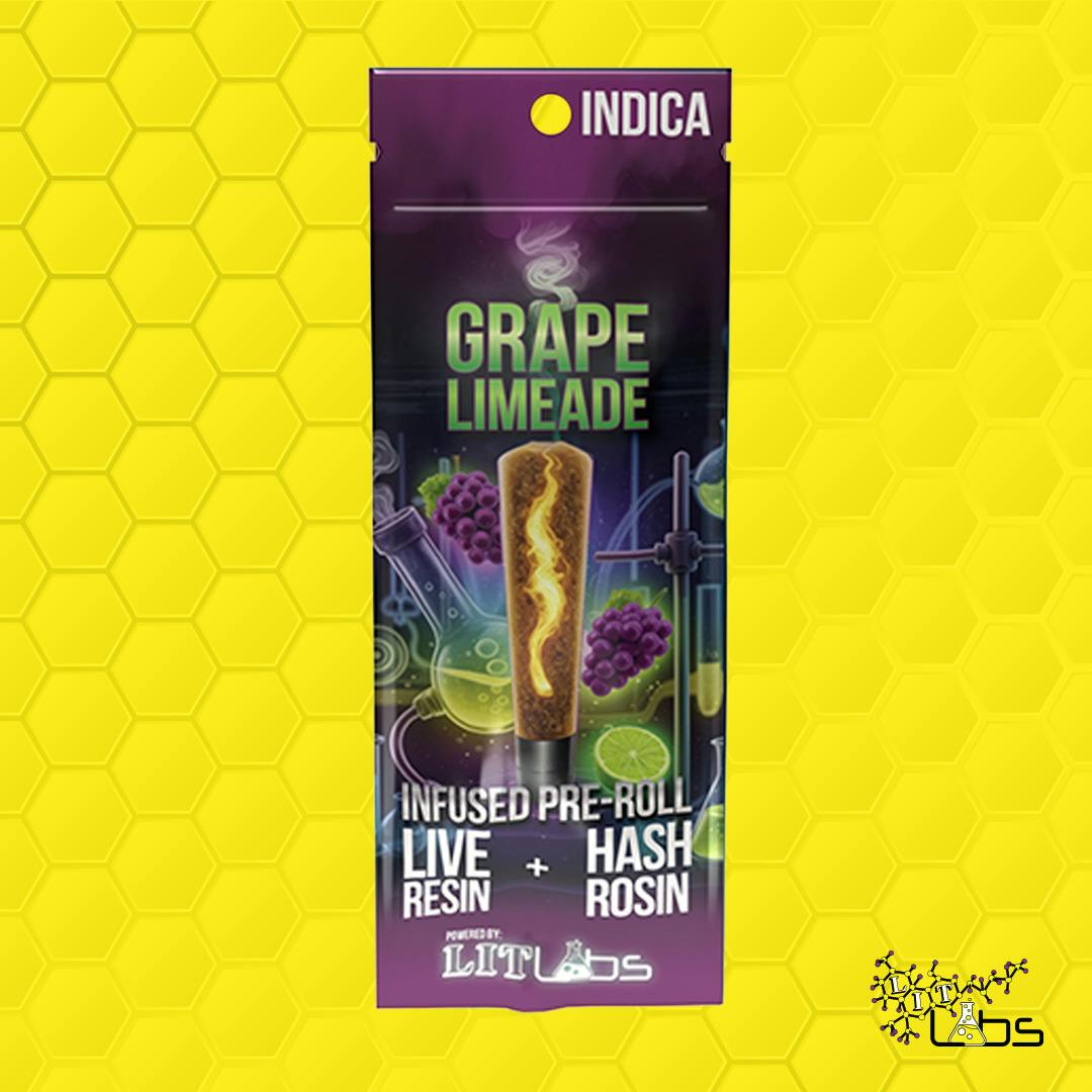 Lit Labs - 1.5g Resin + Rosin Infused Preroll - Grape Limeade