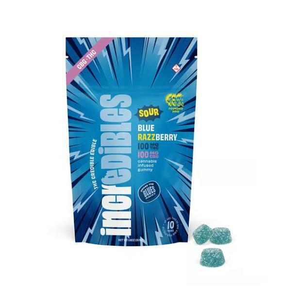 Ratioed Sour Blue Razzberry Gummies 100mg (10-Pack | 10mg Each)