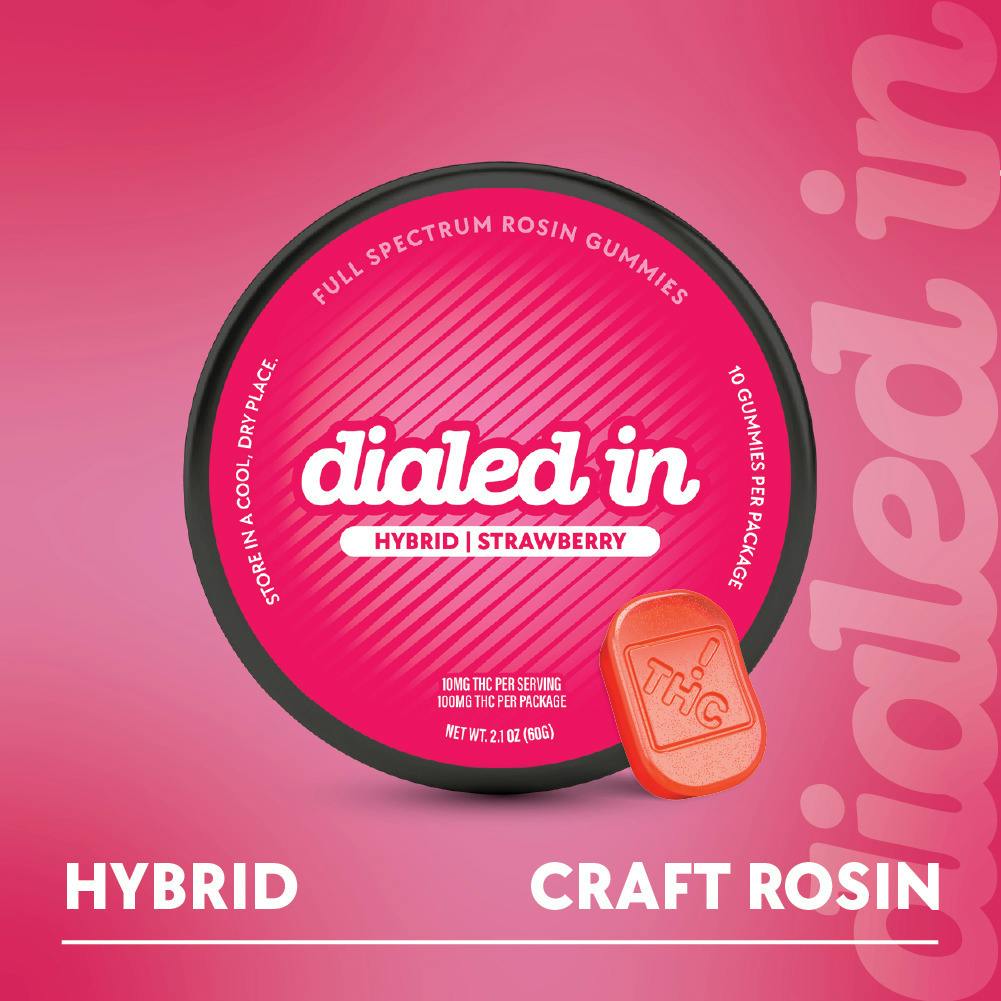 Dialed In - Rosin Gummies - Strawberry (H) (100mg THC)
