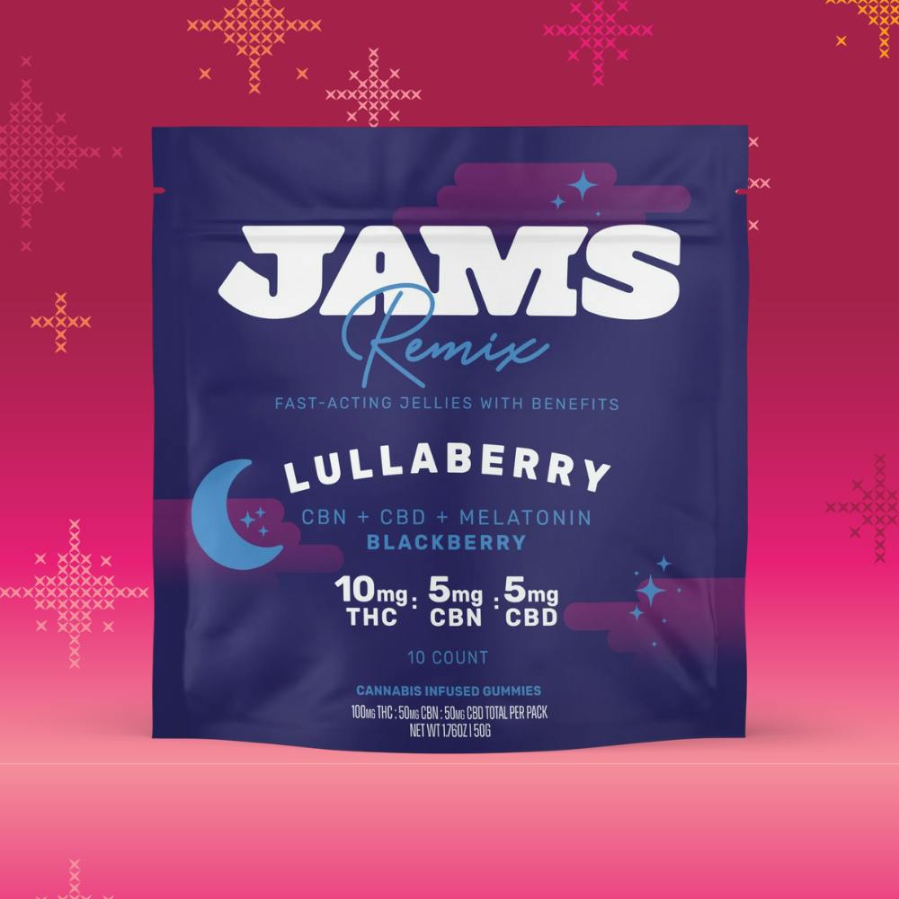 Jams | Edible | Gummies | Fast Acting Remix | Indica | LullaBerry | 100mg | 10Pack