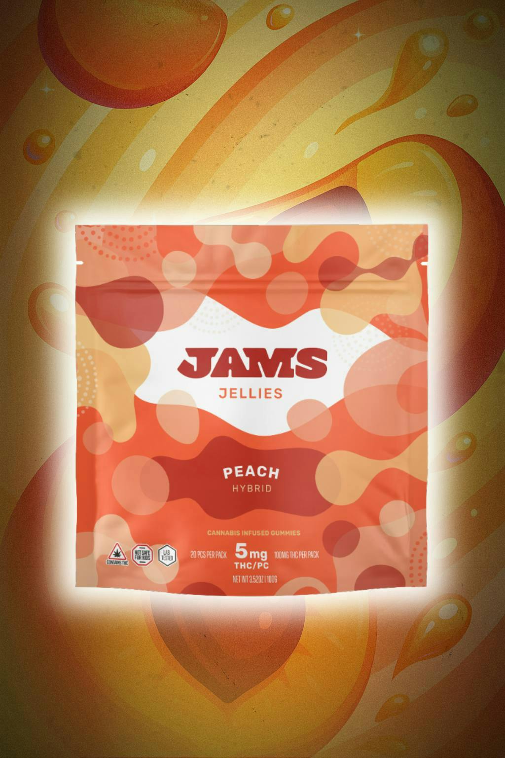 Jams | Edible | Jellies | Hybrid | Peach | 100mg | 10 Pack