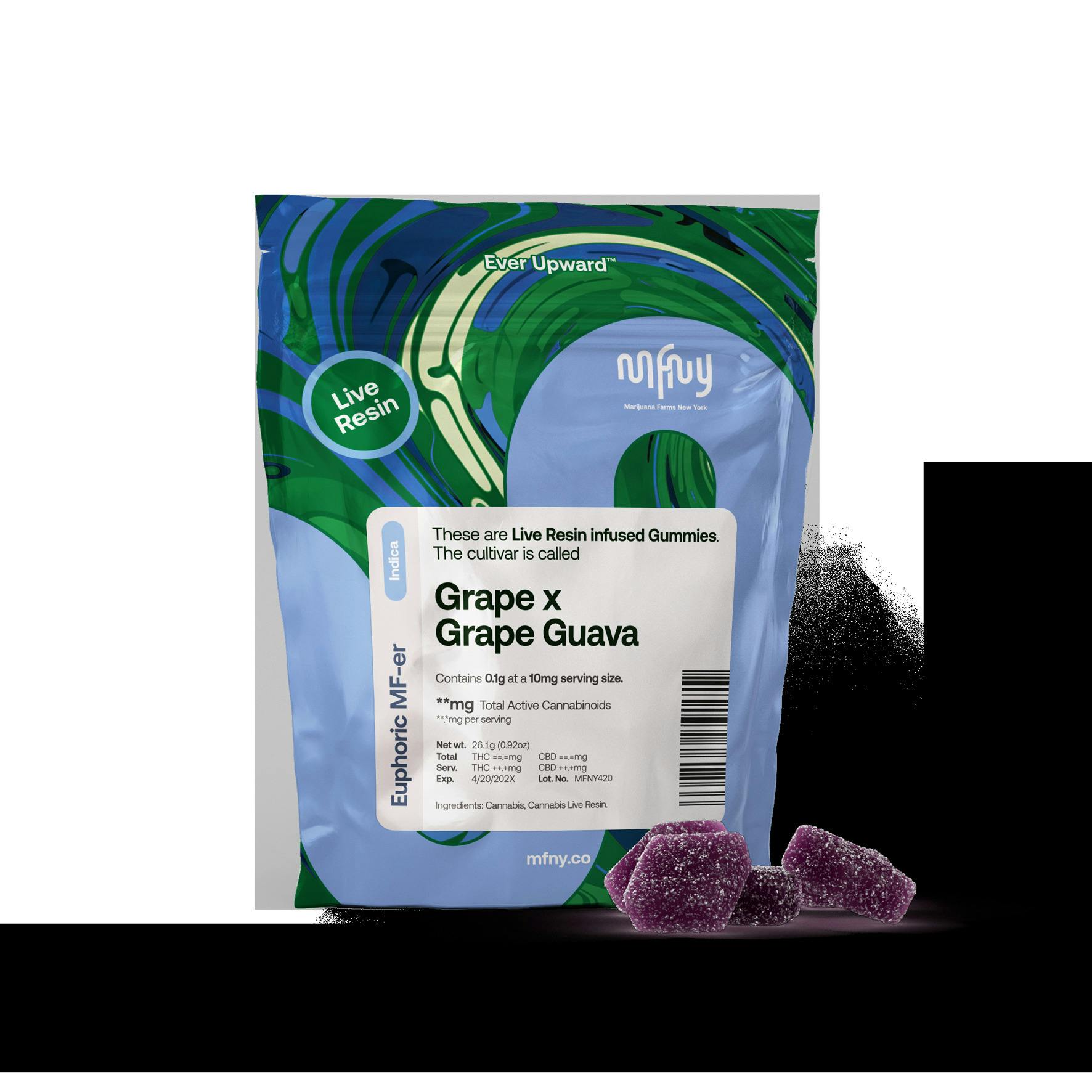 MFNY | Edible | Live Resin Gummies | Indica | Grape x Grape Guava | 10mg x 10pk