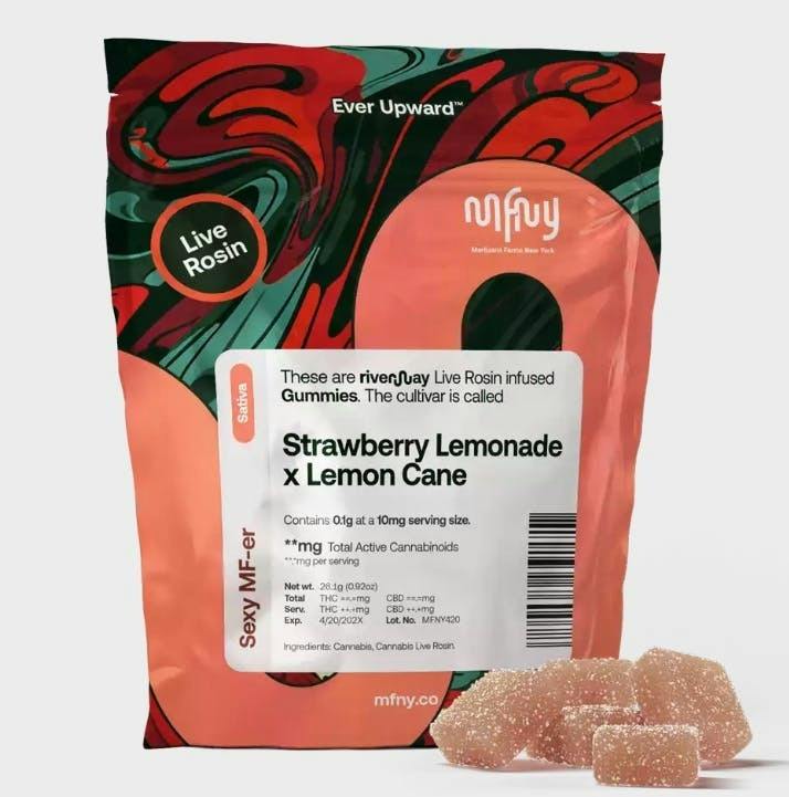 MFNY | Edible | Live Rosin Gummies | Sativa | Strawberry Lemonade x Lemon Cane | 10mg x 10pk
