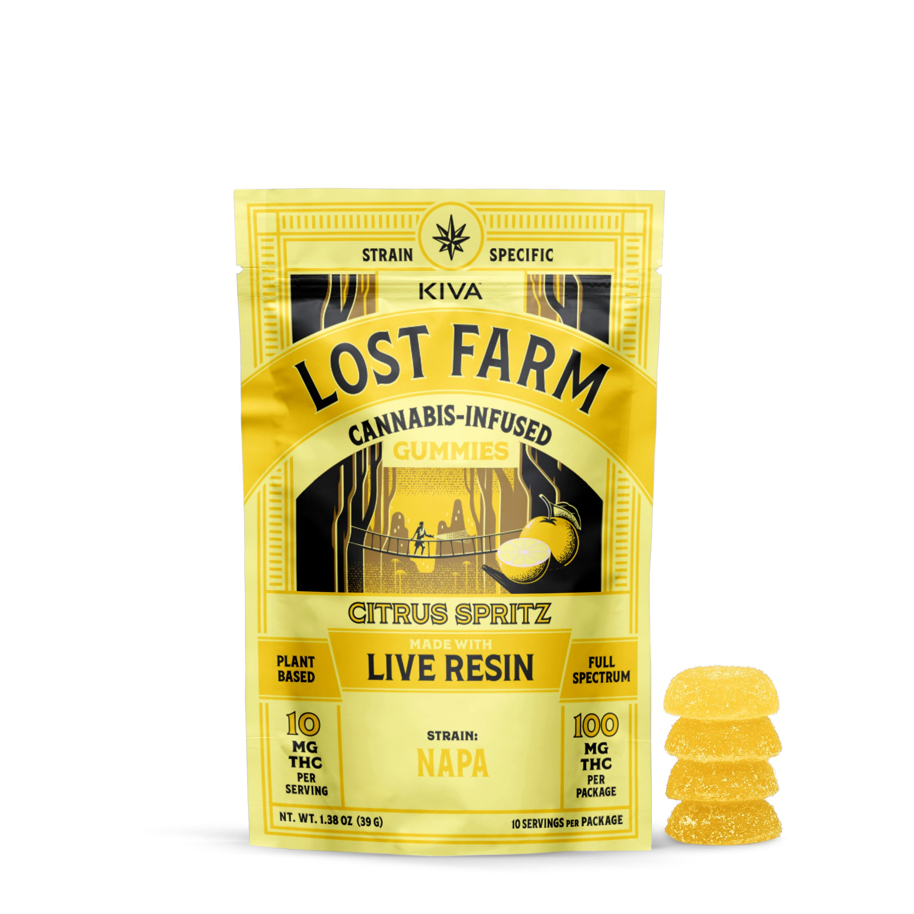 Citrus Spritz 'Napa' Live Resin Gummies | 100mg | 10ct | 10mg/ea by Lost Farm