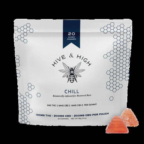 Hive & High | "Chill" Honey Gummies | 1:2:2 THC:CBD:CBN | 20 Pack