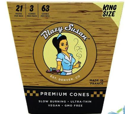 Blazy Susan Unbleached Premium King Size Cones - 3pk