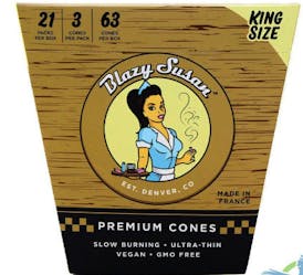 Blazy Susan Unbleached Premium King Size Cones - 3pk