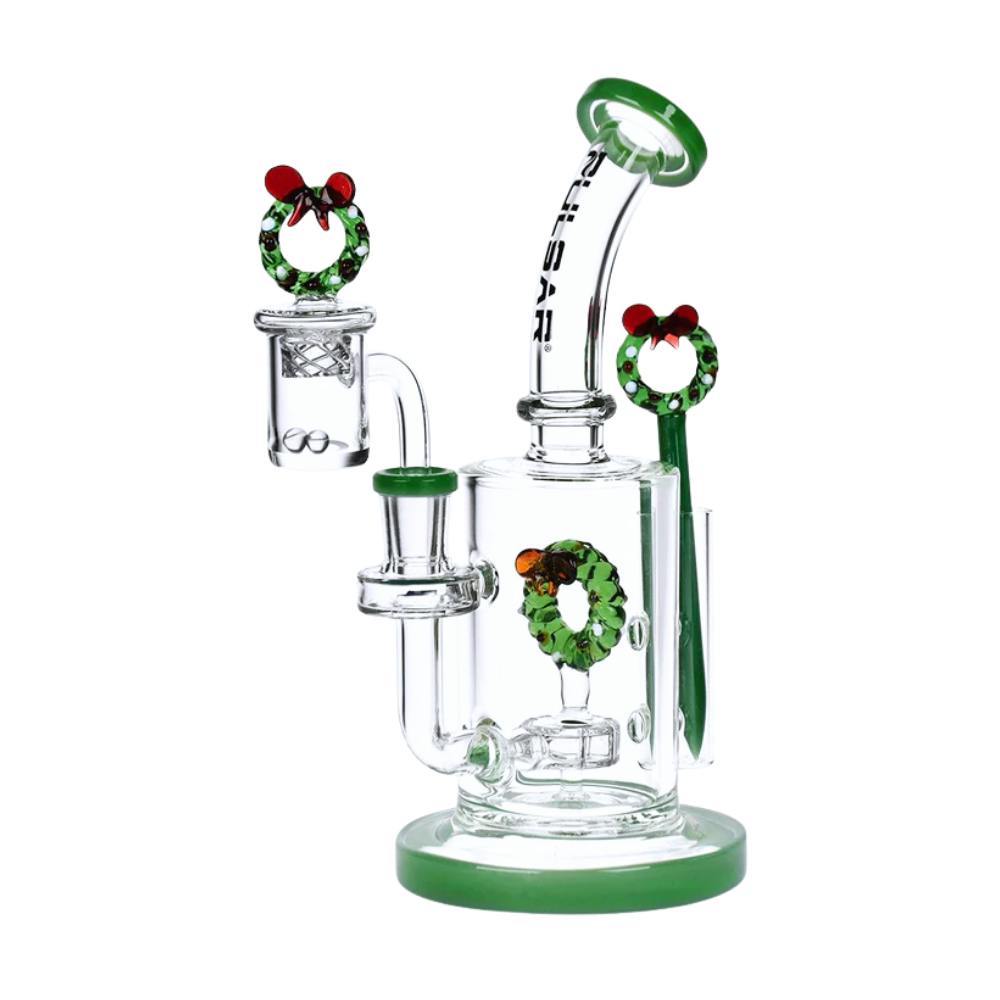 8.25" Pulsar Holidaze Series Glass Dab Rig Set (Wreaf-Er)
