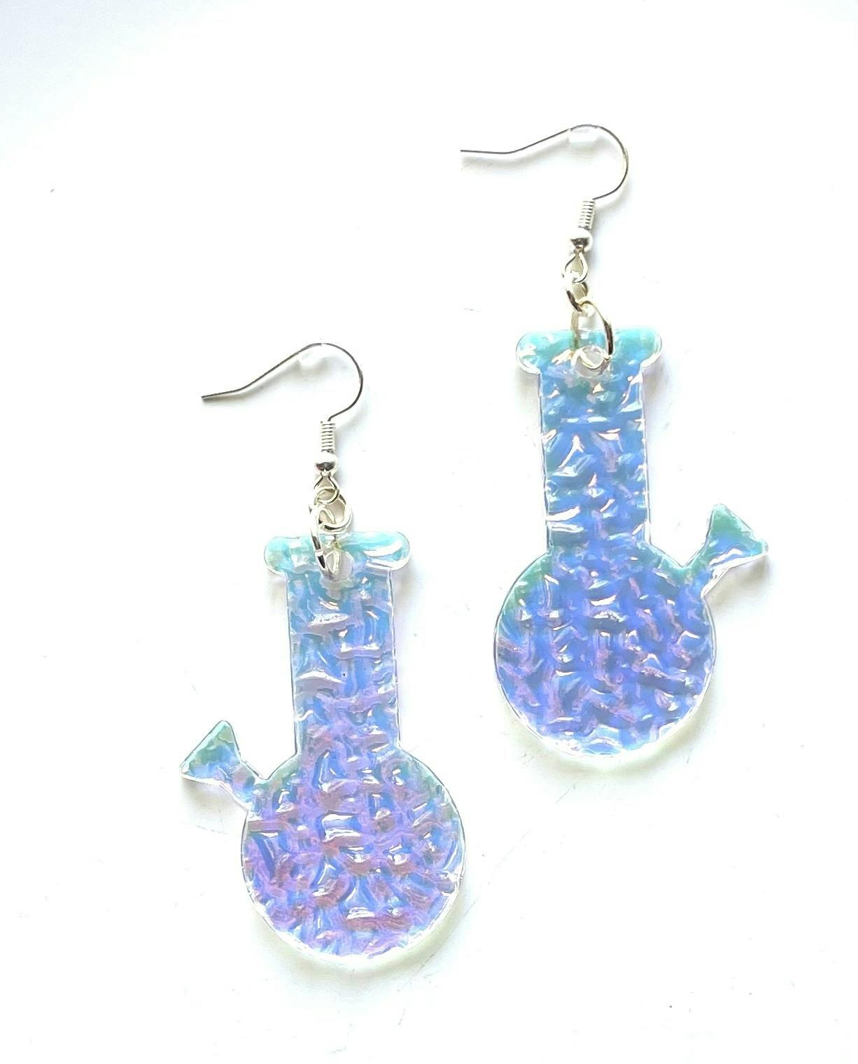 Iridescent Bubble Big Bong Dangle Earrings
