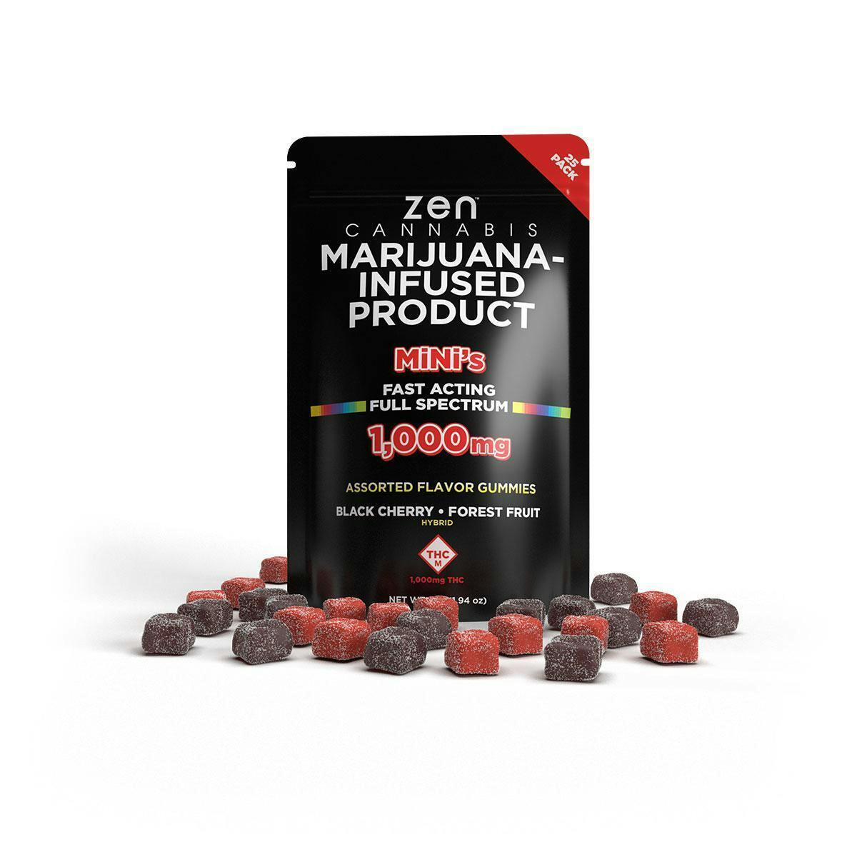 Zen: Assorted Flavors | Mini Gummies | 1000mg | 25pk
